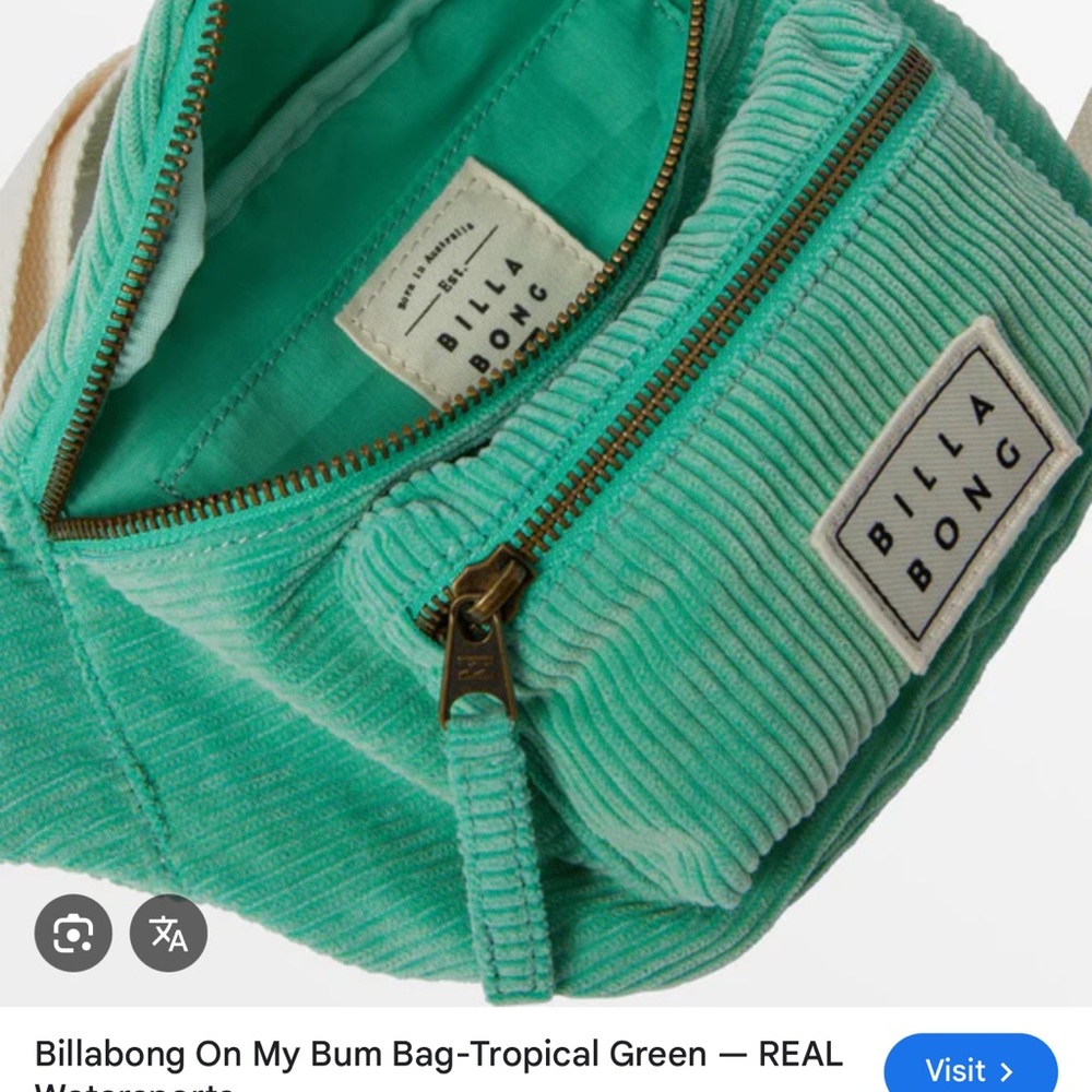 NWT Billabong Rare Corduroy Bum Bag | Tropical Green | Crossbody Sling - Picture 8 of 11